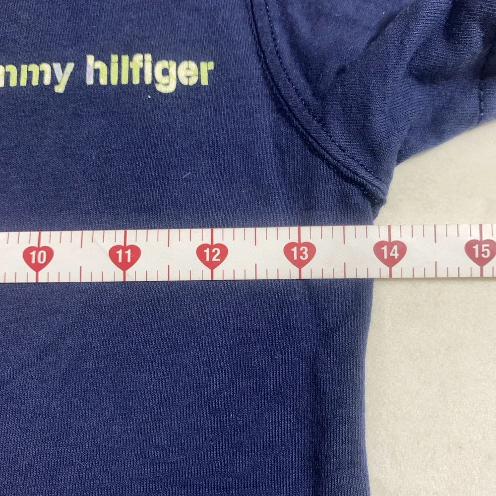 Vintage Tommy Hilfiger Navy Blue Argyle Logo Tee Made in USA Child‎ Boy Size S/P